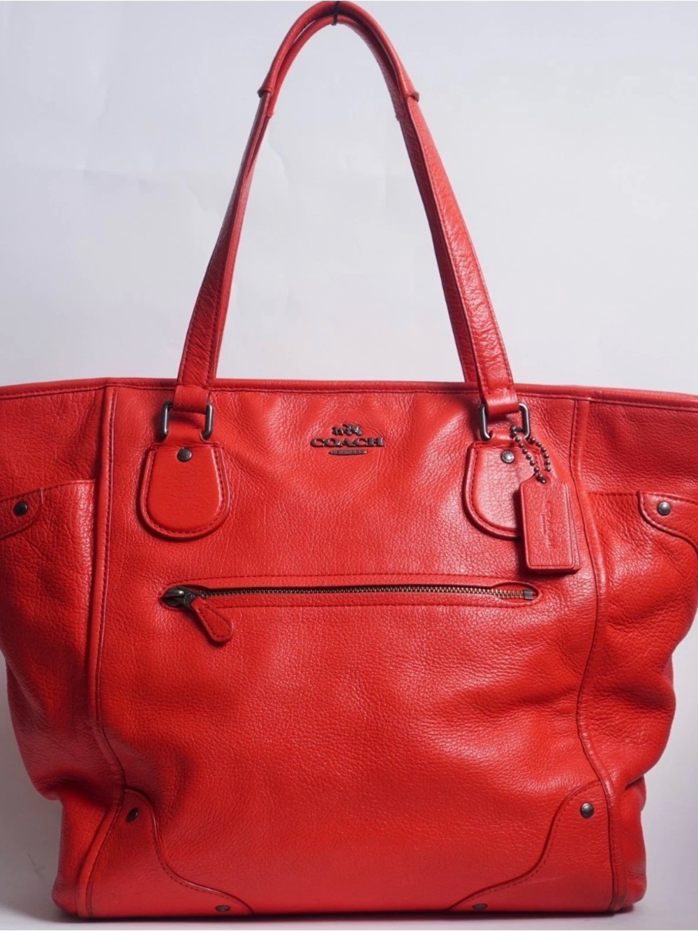 Coach F34039 cardinal Mickie pebbled Leather large shoulder/tote bag